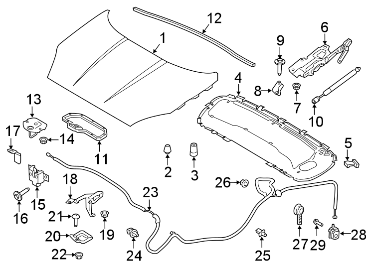 Jaguar E-Pace Hood Insulation Pad Clip. W/O XFR. W/XFR - C2C28479 ...